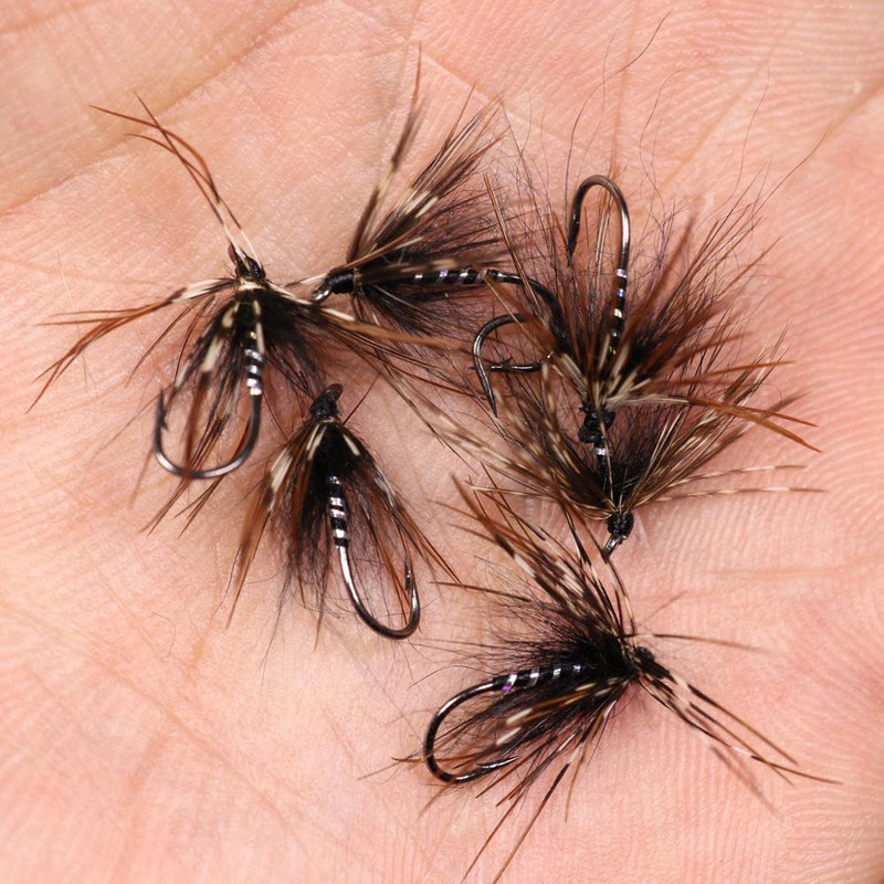 Vampfly 8PCS, 12-es méret Tenkara Nymph Wet Fly Trout Fishing Fly Puha Hackle Pókpisztráng legyek Csali csali Fekete narancssárga