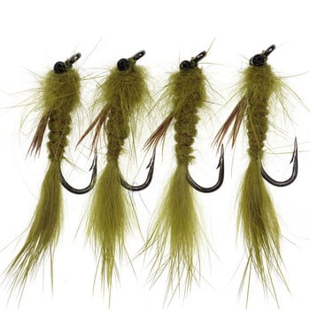 Vampfly 4PCS #10 Chain Head Vivid Dragon Fly Nymph Streamer Lure Trout Fly Fishing Tackle Bait