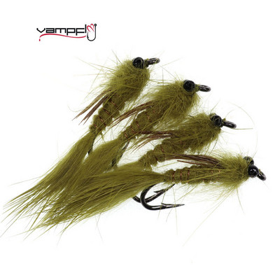 Vampfly 4PCS #10 Chain Head Vivid Dragon Fly Nymph Streamer Lure Trout Fly Fishing Tackle Bait