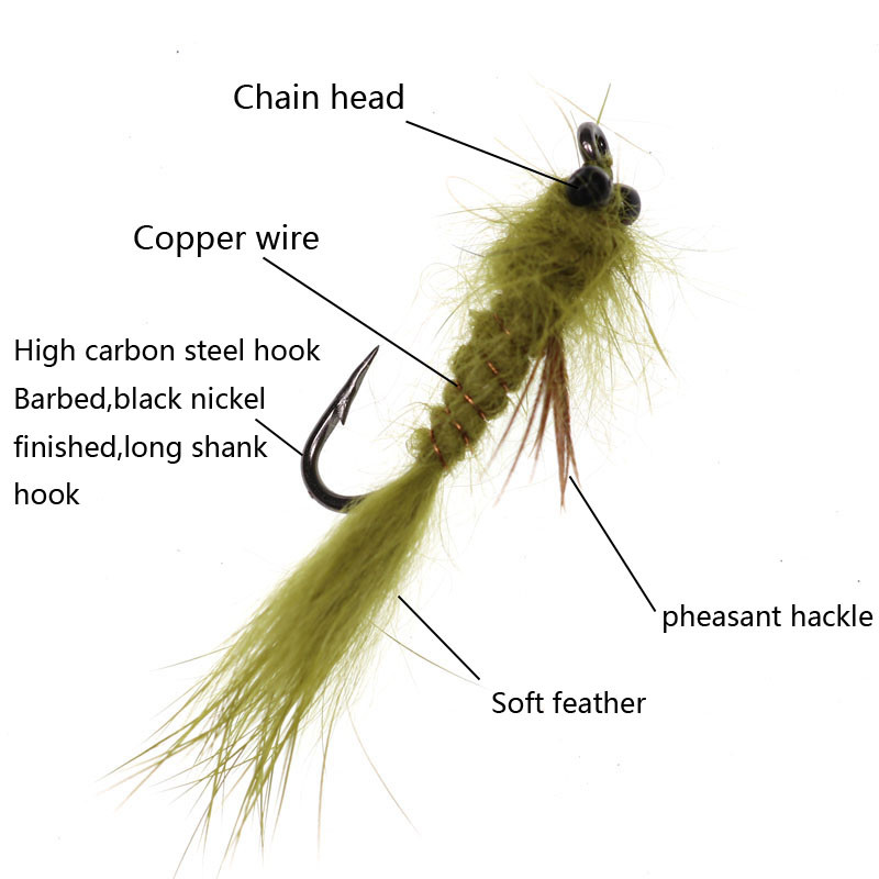 Vampfly 4 bucăți #10 capete de lanț Vii Dragon Fly Nymph Streamer Momeală Păstrăv Muscă Tackle Momeală