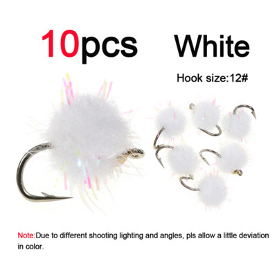 Vampfly 10 db/csomag 12# sárgaréz gyöngyfej Mirco Egg Fly Nymph Wet gyorsan süllyedő légypisztráng char Grayling légyhalász csali