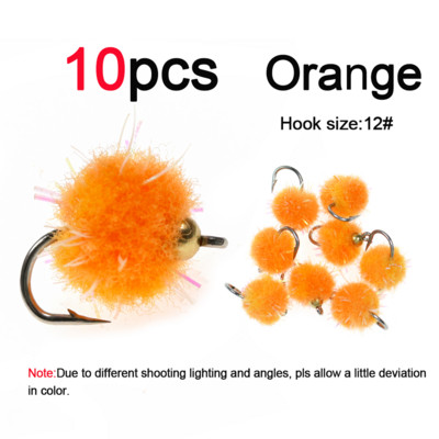 Vampfly 10 db/csomag 12# sárgaréz gyöngyfej Mirco Egg Fly Nymph Wet gyorsan süllyedő légypisztráng char Grayling légyhalász csali