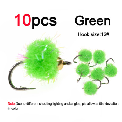 Vampfly 10 db/csomag 12# sárgaréz gyöngyfej Mirco Egg Fly Nymph Wet gyorsan süllyedő légypisztráng char Grayling légyhalász csali