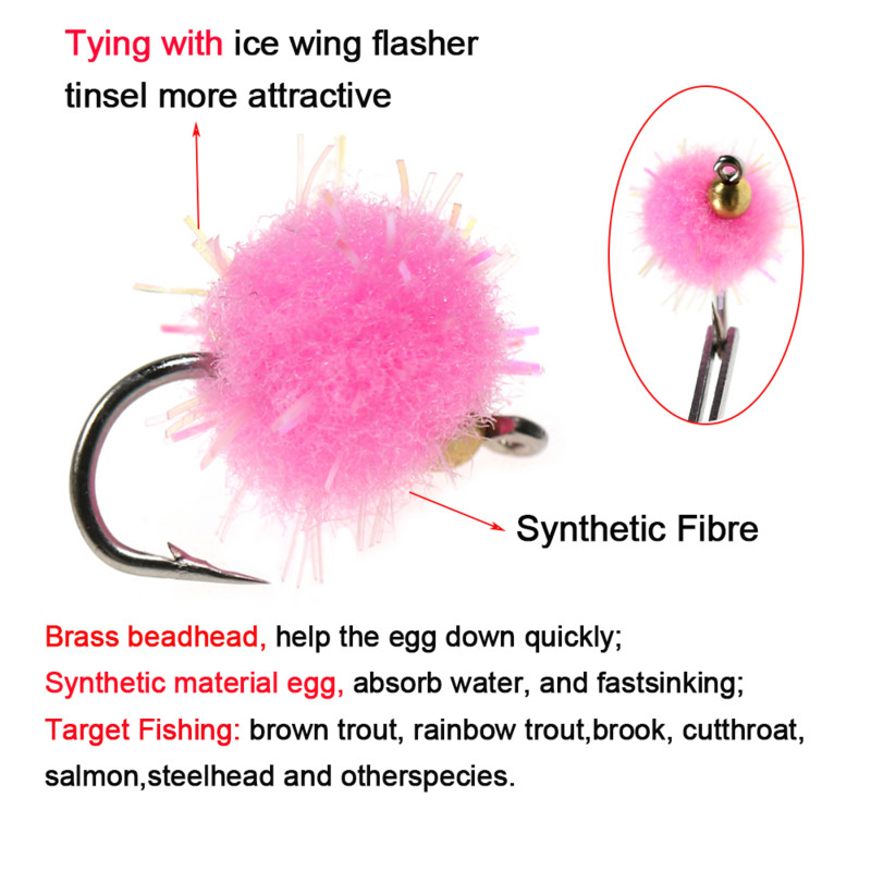 Vampfly 10 db/csomag 12# sárgaréz gyöngyfej Mirco Egg Fly Nymph Wet gyorsan süllyedő légypisztráng char Grayling légyhalász csali