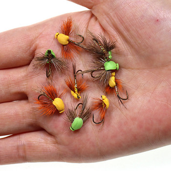 Vampfly 6PCS Deer Hair Foam Beetle Floating Fly Dry Fly Artificial Insect Fish Bait Lure For Trout Fishing Size 12# 14#