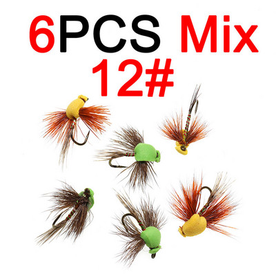 Vampfly 6TK hirvekarva vaht mardikas ujuv kärbs, kuivkärbes kunstputukate kalasööt forellipüügiks Suurus 12# 14#