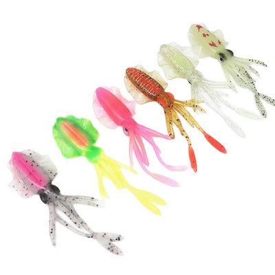 2Pcs*10/12/15cm Glow Fishing Luminous Octopus Squid UV Squid Soft Lure Pesca Sea Fishing Wobbler Bait Squid Jigs Fishing Tuna Lure