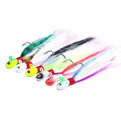 Inchiku Jig Head Sea Fishing Wobbler Csali Többszínű szarvas Hajszáraz Pisztráng Bass Jig Fishing Head Hook Horgászat Puha Csali Bucktail