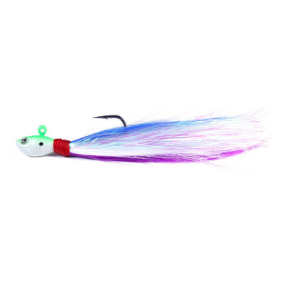 Inchiku Jig Head Sea Fishing Wobbler Csali Többszínű szarvas Hajszáraz Pisztráng Bass Jig Fishing Head Hook Horgászat Puha Csali Bucktail