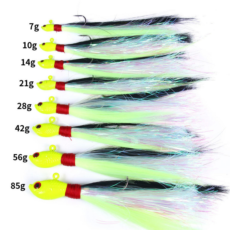 Inchiku Jig Head Sea Fishing Wobbler Csali Többszínű szarvas Hajszáraz Pisztráng Bass Jig Fishing Head Hook Horgászat Puha Csali Bucktail