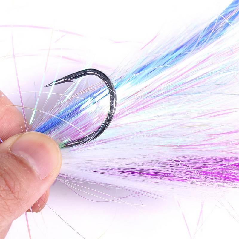 Inchiku Jig Head Sea Fishing Wobbler Csali Többszínű szarvas Hajszáraz Pisztráng Bass Jig Fishing Head Hook Horgászat Puha Csali Bucktail