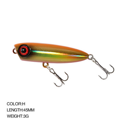 2022 New Popper Pencil Lure 45mm 3g Topwater Floating Lure για Pescar Jureles Bait Hard Bait Wobbler Bait Ima Qoop 45