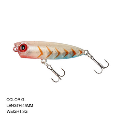 2022 New Popper Pencil Lure 45mm 3g Topwater Floating Lure για Pescar Jureles Bait Hard Bait Wobbler Bait Ima Qoop 45