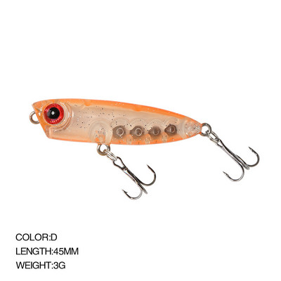 2022 New Popper Pencil Lure 45mm 3g Topwater Floating Lure για Pescar Jureles Bait Hard Bait Wobbler Bait Ima Qoop 45