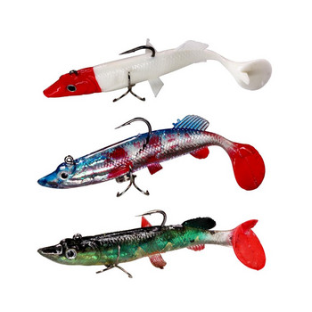 2 τμχ/παρτίδα Pike Soft Swimbait 12cm 28g/1oz Shad Fishing Wobbers T tail Bass Fishing Lures with Treble Hook