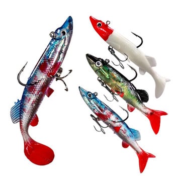 2 τμχ/παρτίδα Pike Soft Swimbait 12cm 28g/1oz Shad Fishing Wobbers T tail Bass Fishing Lures with Treble Hook