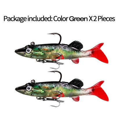 2tk/partii Pike Soft Swimbait 12cm 28g/1oz Shad Fishing Wobbers T tail Bass püügi landid Treble konksuga