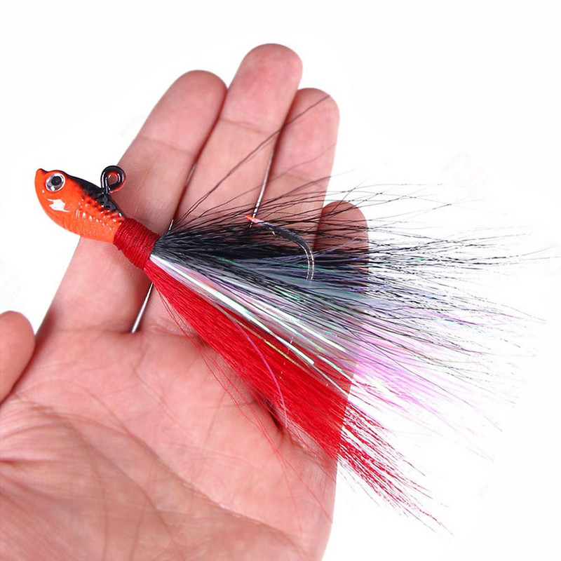 1 bucată Nalucă de pescuit Metal Swim Buck Tail Jig Hook Momeală 7g 10g 14g 21g 28g Căprior Păr Cârlig cu pene Barbă Jigging Momeală Pescuit