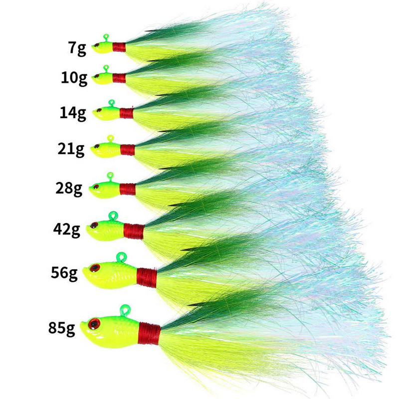 1 bucată Nalucă de pescuit Metal Swim Buck Tail Jig Hook Momeală 7g 10g 14g 21g 28g Căprior Păr Cârlig cu pene Barbă Jigging Momeală Pescuit