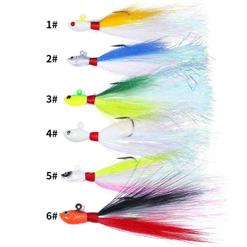 1 bucată Nalucă de pescuit Metal Swim Buck Tail Jig Hook Momeală 7g 10g 14g 21g 28g Căprior Păr Cârlig cu pene Barbă Jigging Momeală Pescuit