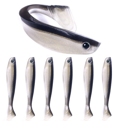 6gab 10cm 5,3g Swimbait Fishing Soft Bait 10cm Vobleris Mākslīgā ēsma Garneles Smarža T Aste Gumijas Bass Makšķerēšanas māneklis