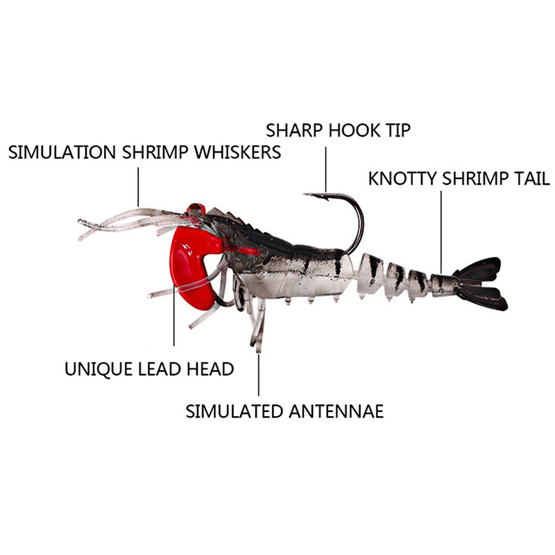 1db Garnéla lágy szilikon mesterséges csalik horgászcsalikhoz Kiegészítők Jig Lead Garnélarák Garnéla ponty Pesca Craws Sósvízi keszeg