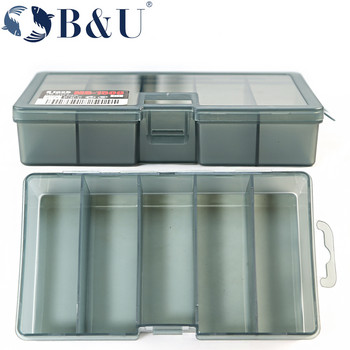 B&U Риболовна кутия с голям капацитет, тънка 5 отделения, прозрачен капак, кутия за риболовни принадлежности, риболовни аксесоари, кутии за куки за примамки, съхранение