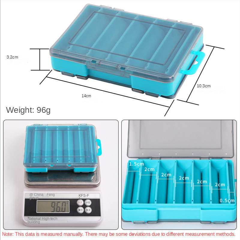 Kalastuskast kahepoolsest plastist kalapüügitarvikute ümbris U-kujuline 6 kambriga peibutuskonksu multifunktsionaalsed hoiukastid