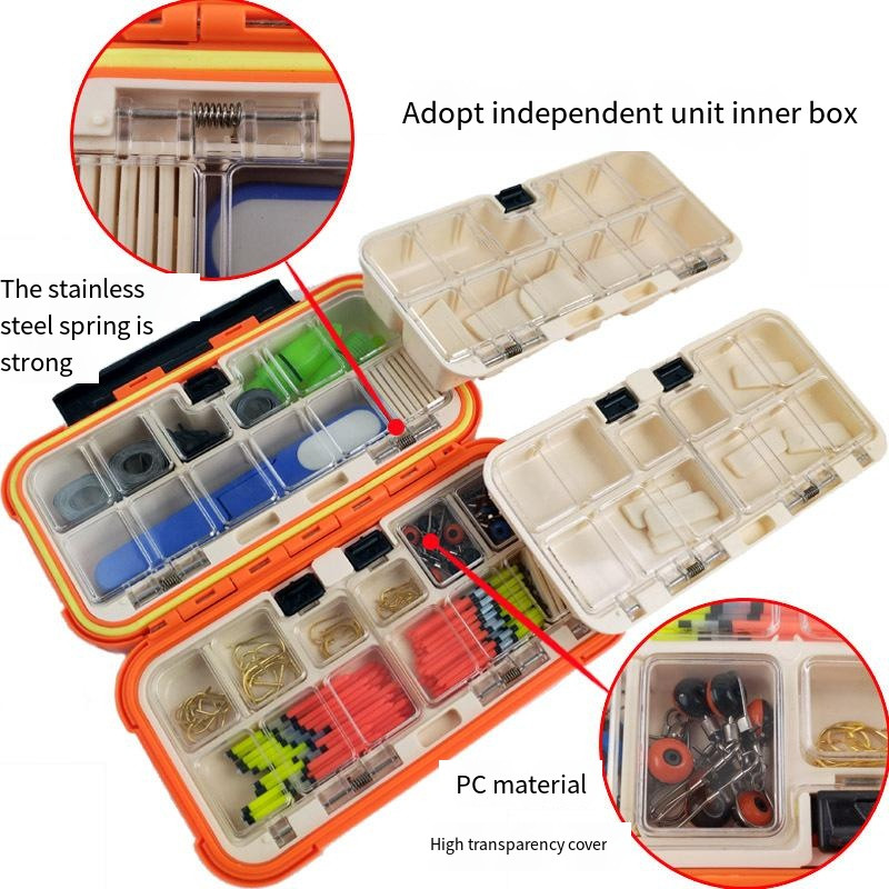 Hordozható horgászfelszerelés doboz 12 rekeszes mini tároló tok horgászcsali horog csali szerszám tároló doboz horgászfelszerelés tartozékok