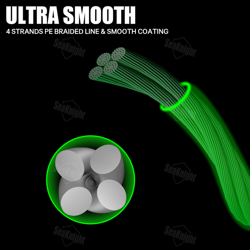 SeaKnight prekės ženklo TriPoseidon Series 4 Strands 300M PE pintas žvejybos valas 8-60LB daugiagijinis žvejybos valas Lygus karpių žvejyba