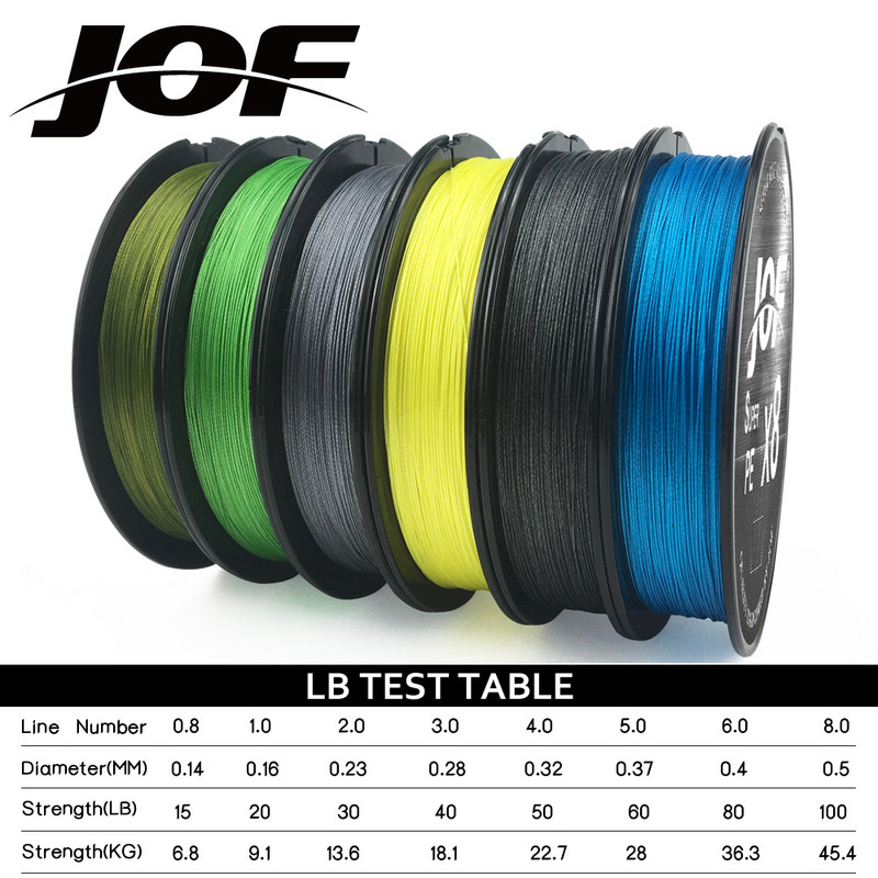 JOF 8 Weaves Multifilament Fishing Line 150M 300M 500M 8 Strands Braided Fishing Line PE Line 15 20 30 40 50 60 80 100LB
