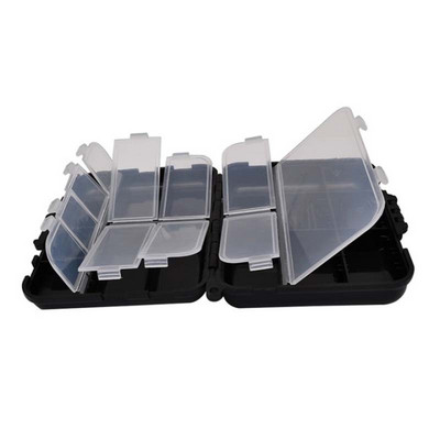 11,5*9,5*3,5 cm-es horgászhorog doboz, fekete, kiváló minőségű szerszámos doboz, műcsali horogtartó doboz, tárolóeszköz doboz horgászkiegészítő doboz