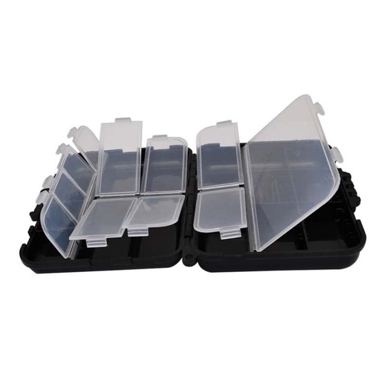 11,5*9,5*3,5 cm-es horgászhorog doboz, fekete, kiváló minőségű szerszámos doboz, műcsali horogtartó doboz, tárolóeszköz doboz horgászkiegészítő doboz