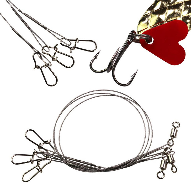 50 db ólommagos vontatási horgászzsinór acél drótvezető forgatható dupla zárású pattintóval a válogatott 32 lb/35 lb horgászhuzalhoz