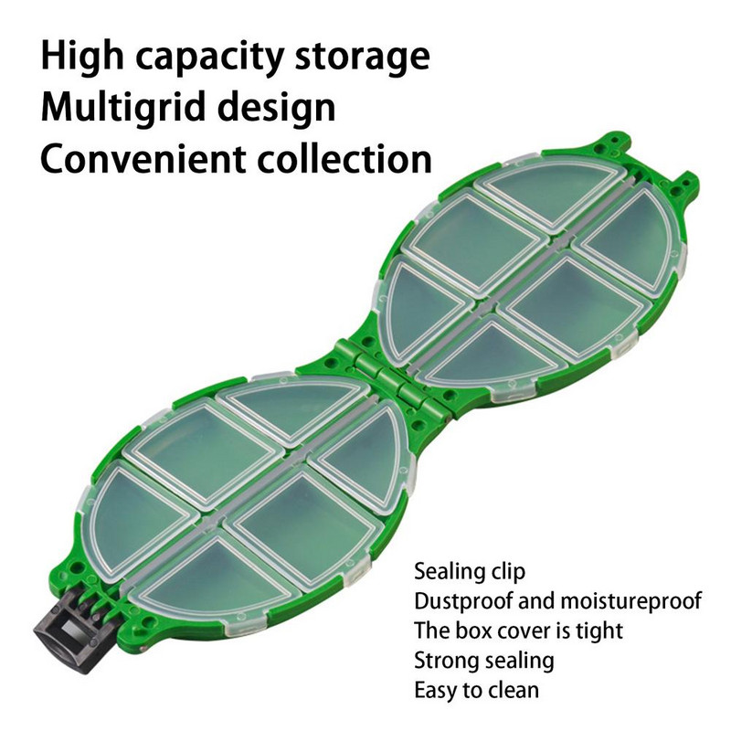 2 vnt Vėžlio formos žvejybos laikymo dėžutė Daugiaspalvė 12 skyrių žvejybos reikmenų priedų organizatorius