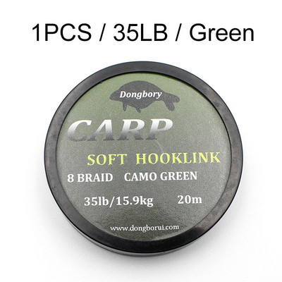 20m Carp Fishing Line Soft Hook Link 8 Strand Uncoated Braid Line Hair Rig Fishing Accessories Terminal Tackle 15LB/25LB/35LB