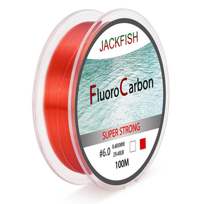 JACKFISH 100M Fluorocarbon horgászzsinór piros/átlátszó két szín 4-32LB Carbon Fiber Leader Line legyező damil pesca