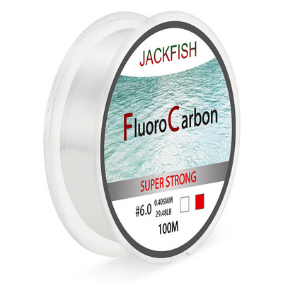 JACKFISH 100M Fluorocarbon horgászzsinór piros/átlátszó két szín 4-32LB Carbon Fiber Leader Line legyező damil pesca
