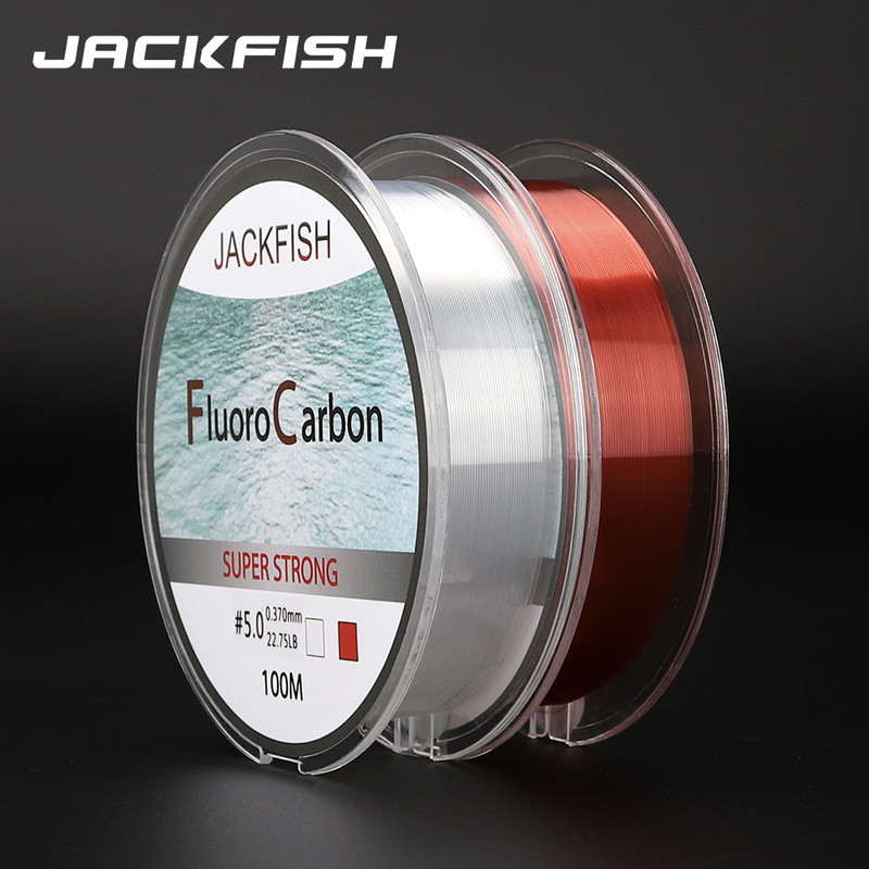JACKFISH 100M Fluorocarbon horgászzsinór piros/átlátszó két szín 4-32LB Carbon Fiber Leader Line legyező damil pesca