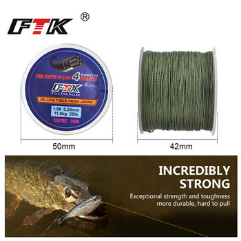 FTK 114M PE Braided Wire Fishing Line 125Yards 4 Strands 0,10mm-0,40mm 8LB-60LB Japan Incredibly Streng Multifilament Fiber Line
