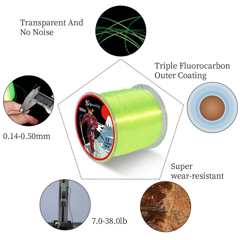 Sougayilang 500M nailoninis žvejybos valas 7,0-38lb Super Strong laikantis skaidrus sūraus vandens gėlo vandens рыбалка Pesca