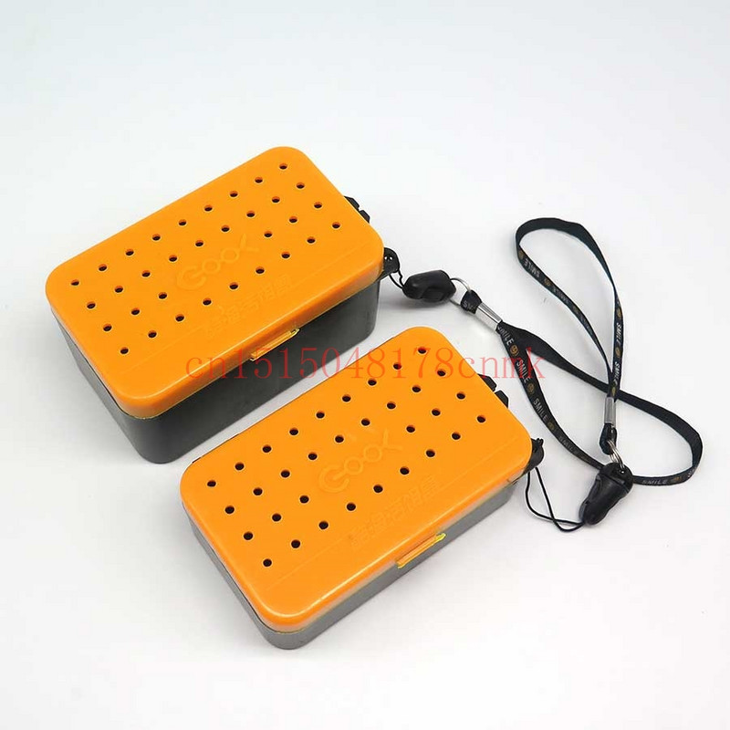 1 vnt sliekų masalų dėžutė geltonos žvejybos dėžutės plastikinės gyvo jauko dėžutės Fly jauko dėklas Žvejybos reikmenys