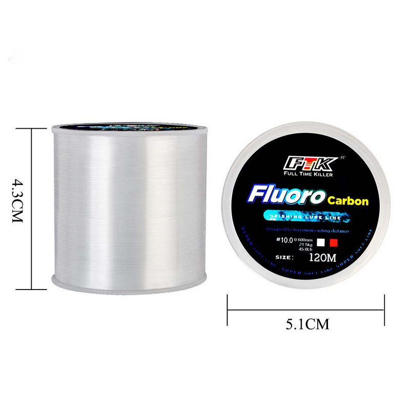 120M Fluorocarbon Fishing Line 0,14mm-0,5mm Strong 4,13LB-34,32LB Sinking Wire 1,88kg-15,6kg Carbon Fiber Leader Lure Quality