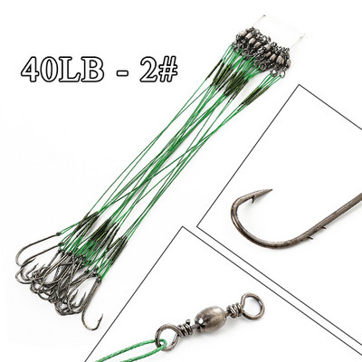 FTK 20τμχ 12-25cm Anti Bite Steel Wire Leader Leashes for Fishing 20-80LB With Baitholder Hook Swivel Fishing Line Pike Bass