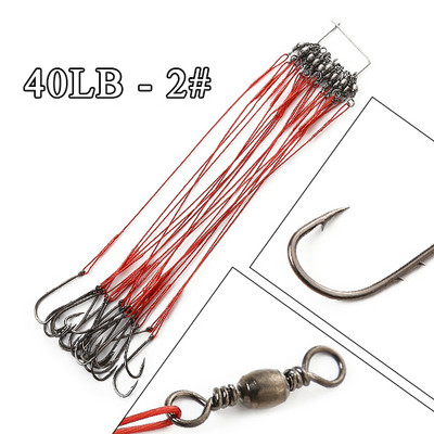 FTK 20τμχ 12-25cm Anti Bite Steel Wire Leader Leashes for Fishing 20-80LB With Baitholder Hook Swivel Fishing Line Pike Bass