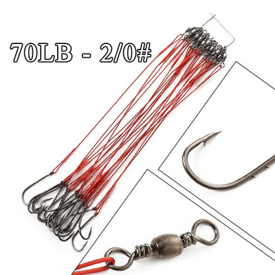 FTK 20τμχ 12-25cm Anti Bite Steel Wire Leader Leashes for Fishing 20-80LB With Baitholder Hook Swivel Fishing Line Pike Bass