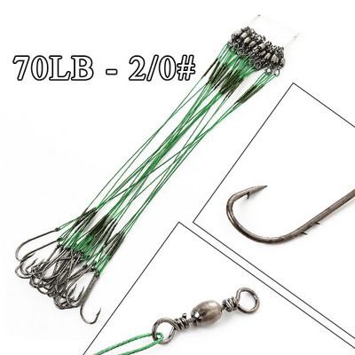 FTK 20τμχ 12-25cm Anti Bite Steel Wire Leader Leashes for Fishing 20-80LB With Baitholder Hook Swivel Fishing Line Pike Bass