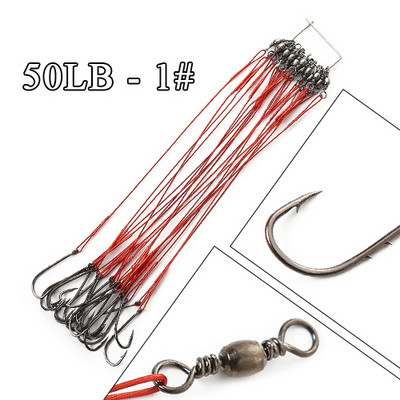 FTK 20τμχ 12-25cm Anti Bite Steel Wire Leader Leashes for Fishing 20-80LB With Baitholder Hook Swivel Fishing Line Pike Bass