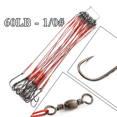 FTK 20τμχ 12-25cm Anti Bite Steel Wire Leader Leashes for Fishing 20-80LB With Baitholder Hook Swivel Fishing Line Pike Bass