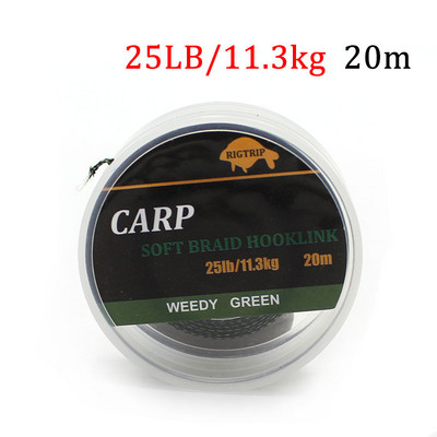 20 m-es puha fonott ponty horgászzsinór hajrögzítőhöz, bevonat nélküli horogfonatos 25 lB ponty horgászfelszerelés